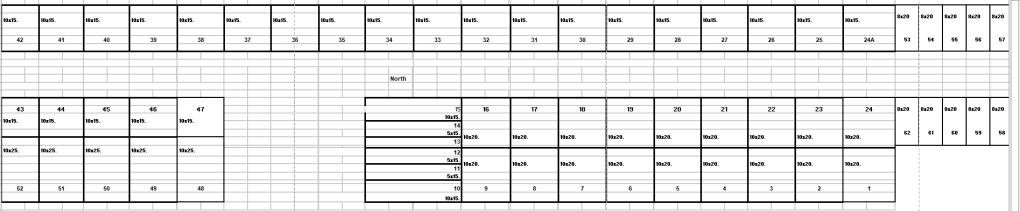A grid of boxes showing garage space for storage units.